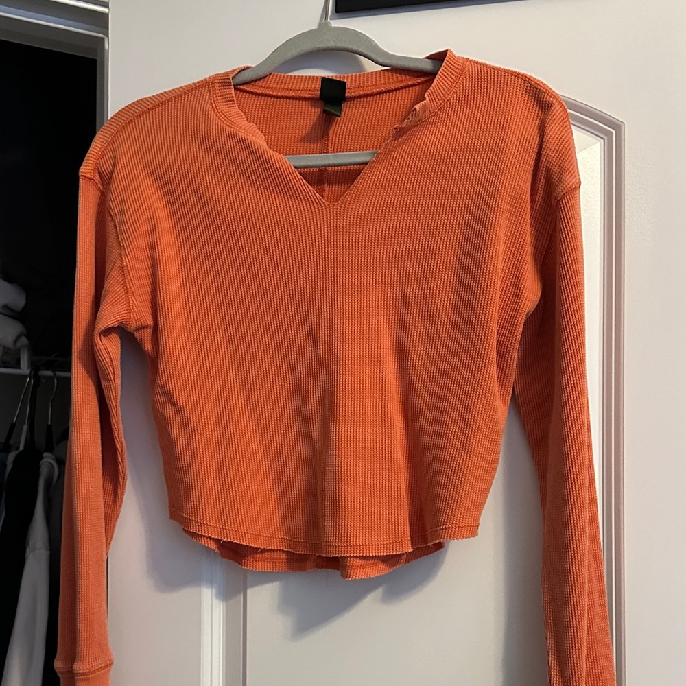 Wild Fable Orange Ribbed Long Sleeve Top